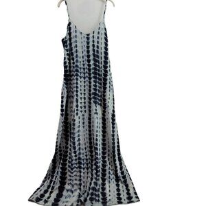 OURS Maxi Dress Women's L Navy Blue & White Adjustable Spaghetti Strap w Pockets